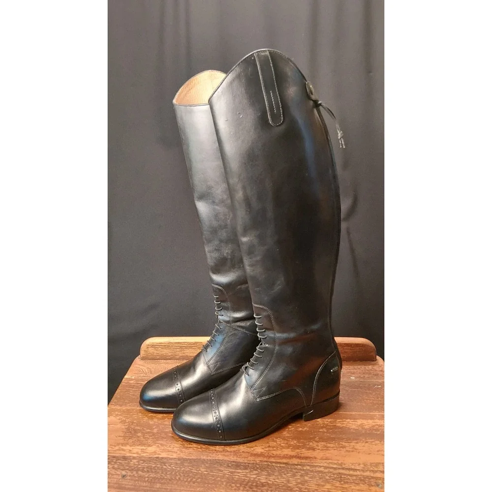 Ariat 10.5 D Tall Field Riding Boots Black Leather Zip 67705 Full Calf MSRP $379